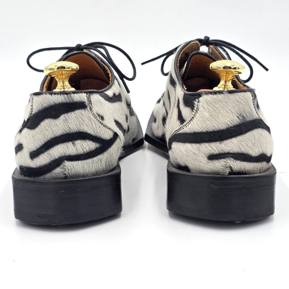 Vintage David Eden Mens Size 9 Alligator Pony Hair Zebra Black White Spectators - Picture 6 of 12